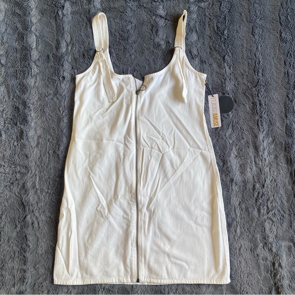 Revolve Amuse Society Size Front Zip White Mini Dress